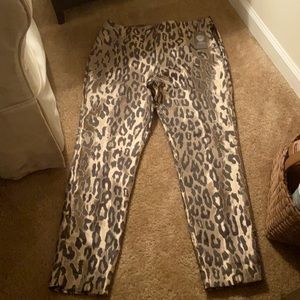 Leopard print silky dress pants never worn